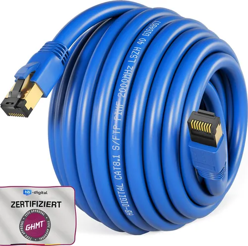 hb-digital 15m RJ45 Patchkabel CAT 8.1 S/FTP LSZH blau