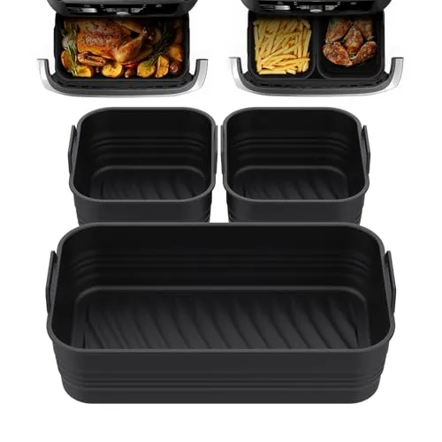 Airfryer Zubehör für Ninja Foodi Flexdrawer AF500EU (3 Stück), Collapsible Silikonform für Heißluftfritteuse, AF500EU Silikonform Airfryer, Ninja AF500DE Air Fryer Silikonmatte, Wiederverwendbar