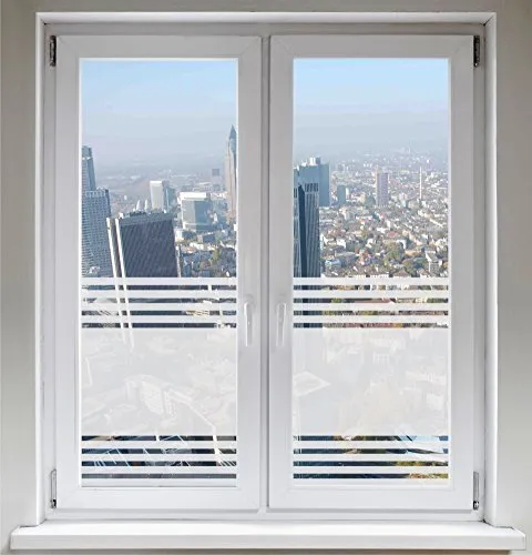 INDIGOS UG Glasdekorfolie Dusche Folie für Duschkabine Fensterfolie Bad Sichtschutz Streifendesign satiniert Blickdicht