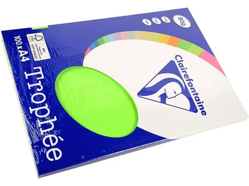 Clairefontaine Fluoreszierendes grünes A4-Farbpapier 80 g/m² (100 Blatt)