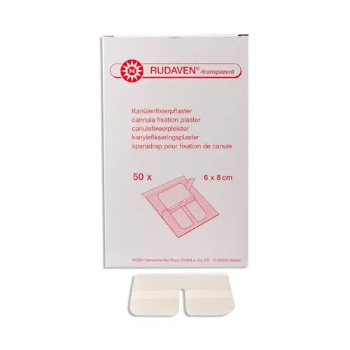 NOBAMED Paul Danz AG 50x Rudaven transparente Kanülenfixierplaster Venenpflaster 6 x 8 cm, 50 Stück (1er Pack)