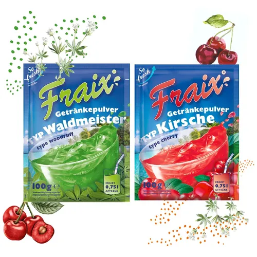 FRAIX Getränkpulver Waldmeister  + Kirsche (50er KOMBIPACK) (je 25 á 100g)