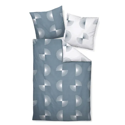 Janine Mako-Satin Bettwäsche J. D. 200x200 cm + 2X 80x80 cm blaugrün - Bettwäsche-Sets aus hautsympathischer Mako-Baumwolle, mercerisiert und pflegeleicht, ideal für ein angenehmes Schlafklima.