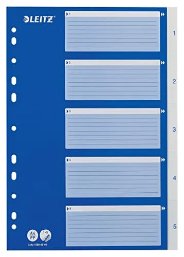 Leitz Register für A4, Deckblatt aus Karton und Trennblätter aus Kunststoff, Taben mit Monatsdruck Jan-Dez, Blau/Weiß, 12546001