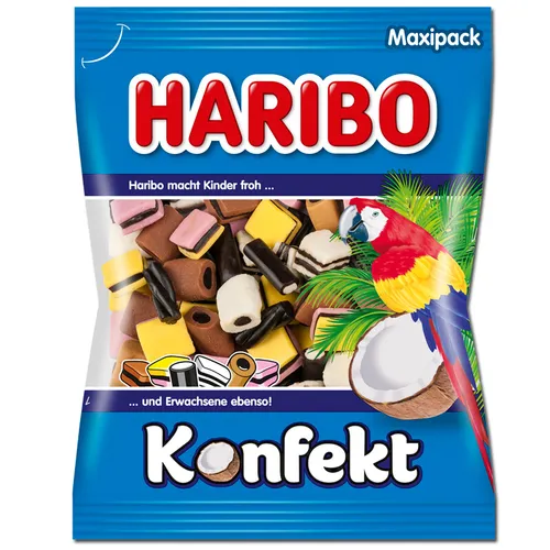 Haribo Lakritz Konfekt 500g Beutel - Lakritz, ideal für Liebhaber von schwarzem Lakritz, in praktischer 500g Verpackung für unbeschwerten Genuss.