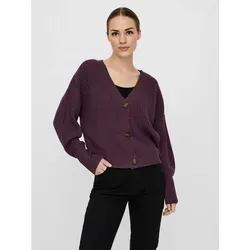 Vero Moda VMLEA LS V-NECK CUFF CARDIGAN NOOS - Hüftlange Strickjacke in Winetasting Rot - Strickjacke für Damen, modisch mit Knopfleiste und pflegeleichtem Material, ideal für vielfältige Outfits.