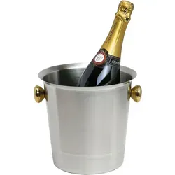 Flaschenkühler, Getränkekühler, Sekt-/champagnerkübel, 5,0 L - Edelstahl Matt & Goldfarbene Griffe - Luxus & Qualität