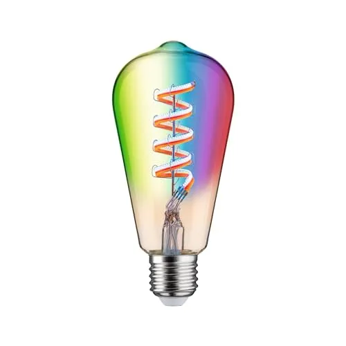 Paulmann 29158 Home LED-Leuchtmittel E27 RGBW Gold - LED-Lampe mit Vintage-Design und 470lm, steuerbar per App oder Sprachbefehl. Perfekt für jede E27 Fassung und bietet unzählige Lichtstimmungen in RGBW.