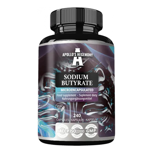 Sodium Butyrate Hochdosis 580 mg - Natriumbutyrat Supplement - Natriumpräparate: 240 vegane Kapseln mit Mikroverkapselung für optimale Darmintegrität und bis zu 8 Monate Versorgung.