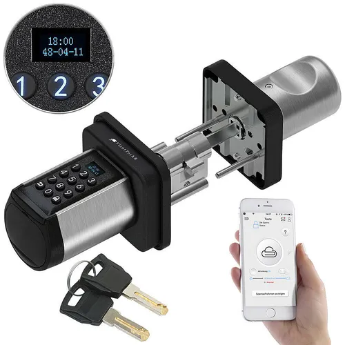 VisorTech Elektronischer Tür-Schließzylinder mit Bluetooth - Türschloss mit Code und 2 Schlüsseln, bietet erhöhte Sicherheit und Komfort für Hauseingangstüren. Wetterfest nach IP44, ideal für den Außenbereich.