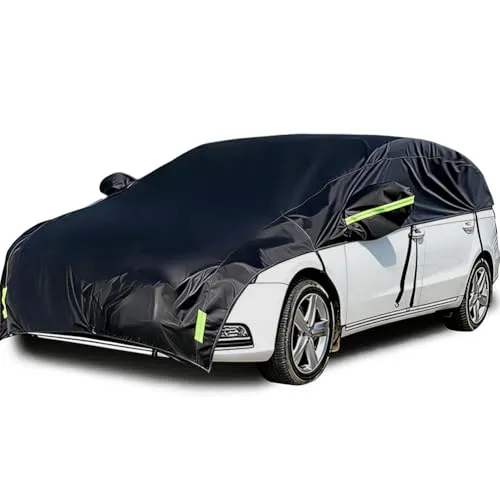Konnfeir Halbgarage für Auto Windschutzscheibe Abdeckplane Winter Sommer Autoabdeckung wasserdicht Auto halbgarage Staubdicht Schneefest 210D Polyester mit dünner Baumwolle (MPV)