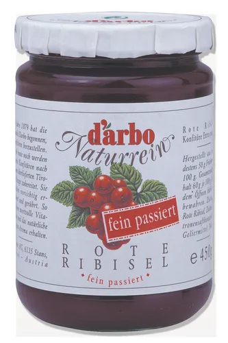 Konfitüre Extra Rote Ribisel fein passiert 450 gr. - Darbo