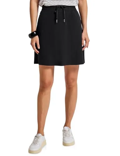 STREET ONE Damen A361770 Jogg Skirt, Schwarz, 40W - Röcke für Damen, bequemer Jogg Skirt mit elastischem Bund und Tunnelzug für optimalen Tragekomfort und lässigen Look.