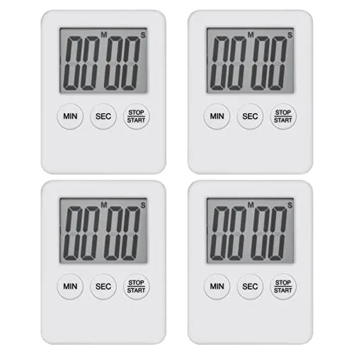 Stück Digitaler Küchentimer, Mini Kurzzeitwecker Digital, Eieruhr Digital Magnetisch mit Lautem Wecker für Kochen Fitness Lernen - Weiß 4