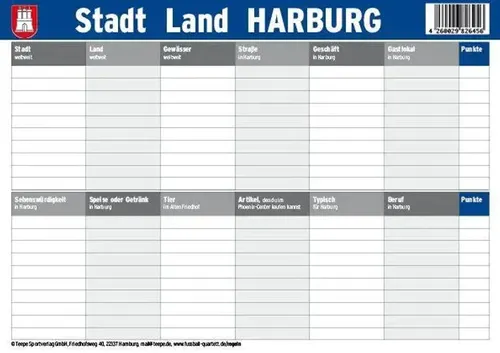 Hamburg: Stadt Land Harburg | Spiel | Deutsch (2025) | 30 Minuten, 2-6 Spieler