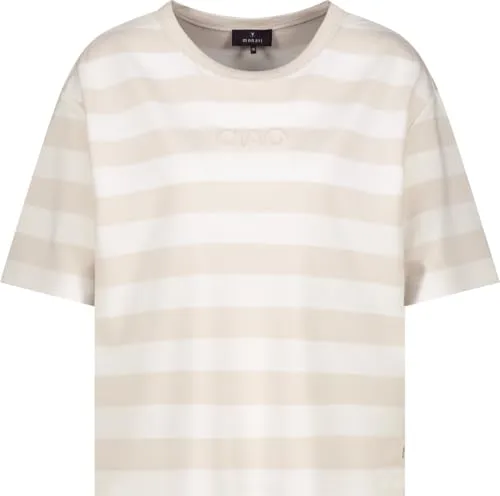 Monari Kurzarmhemd Sweatshirt beige 40 - Bequemes Kurzarmhemd aus 83% Viskose, ideal für lässige Outfits. Der elegante champagne beige Ringel-Look sorgt für einen stilvollen Auftritt.