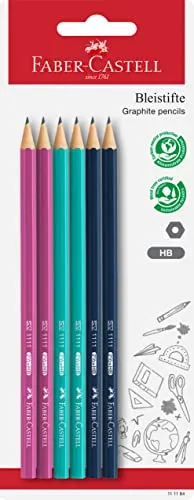 FABER-CASTELL 111184 - Bleistifte Set, 6 Stifte Härtegrad HB, bruchsicher, für Kinder und Erwachsene