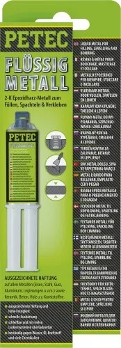 Petec Epoxy-Klebstoff Flüssigmetall, Füllen, Spachteln, Verkleben 97425