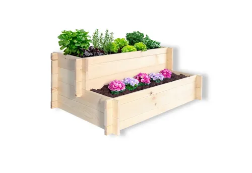 Gartenwelt Riegelsberger Kräuterbeet Stufenbeet aus Kiefer natur Kräuterbeet für Garten