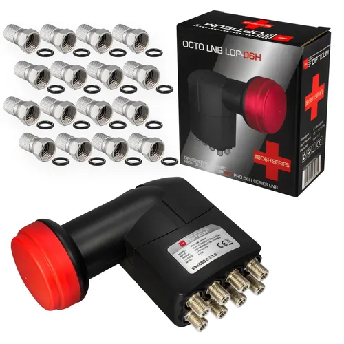Octo LNB LOP-06H OPTICUM RED PRO 0.1dB 8 Teilnehmer 4K 3D HIGH QUALITY 16 FS