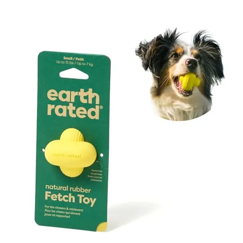 Earth Rated Hundeball, EIN interaktiver Apportierball für alle Rassen in verschiedenen Größen, aus Naturgummi, das perfekte Spielzeug für drinnen und draußen, klein, gelb