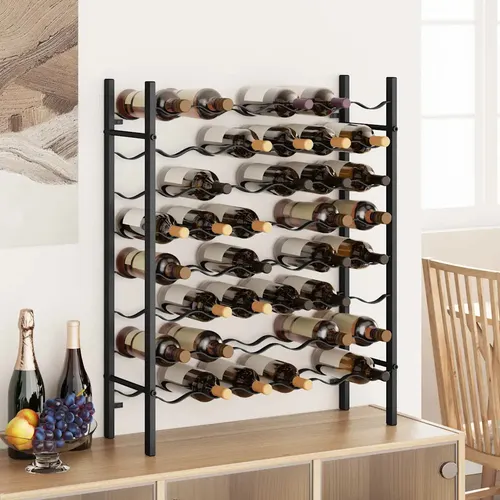Weinregal für 48 Flaschen - Schwarz Metall - Stylisches Weinregal aus robustem Metall für 48 Flaschen, ideal für Weinliebhaber und das perfekte Highlight in jedem Wohnraum.