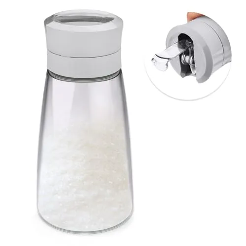 Modixun Glaszuckerspender mit automatischem Klappausguss, beschwerter Ausgießer, Zuckerbehälter, 420 ml, Zuckerdose, Streuglas, Salzdose, Kaffee-Bar-Zubehör, 1 Packung