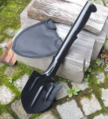 Spaten Feldspaten aus Carbonstahl mit Nylonstiel Schaufel Säge + Tasche 27021
