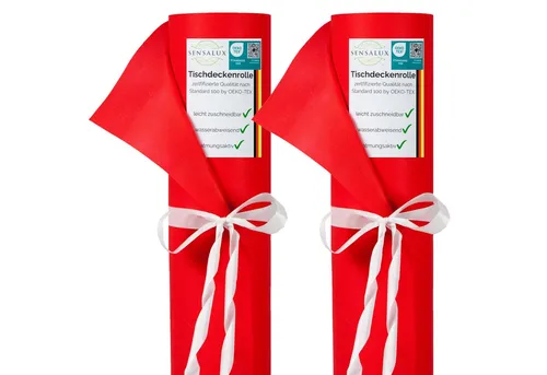 Sensalux Tischdecke Set, 2 Stück, Rot, 118 cm x 1000 cm - Perfekte Tischdecke für Feiern, Events und Gartenpartys. Mit 100% Polypropylen und OEKO-TEX® Standard 100 für geprüfte Qualität. Wählen Sie aus verschiedenen Farben und Größen!