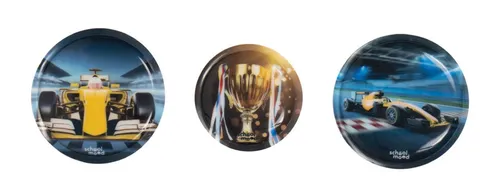 School-Mood Patchy 3er Set für Schulranzen – Klett-Patchy mit wechselbaren Designs für Kinder – Trendiges Schulrucksack-Accessoire für jeden Geschmack, perfekt für die Grundschule (Elias Rennwagen)