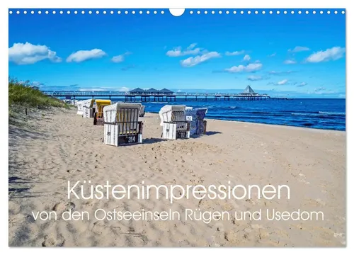 Küstenimpressionen von den Ostseeinseln Rügen und Usedom - Wandkalender 2026 - Malerische Strände und Seebäder in einem DIN A3 Wandkalender. Ideal für Reisefans und als dekoratives Highlight für Ihr Zuhause.