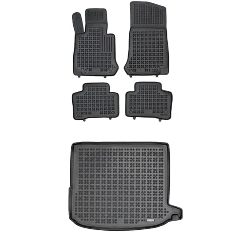 MOTOS Satz Gummifußmatten und Kofferraummatten für Mercedes-Benz GLC I C253 2016-2019 Verbessern Sie Ihren Reisekomfort mit Antirutschmatte Auto - Allwetter fußmatten Auto, Schutz vor Verschmutzung