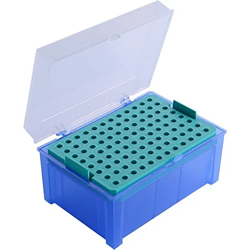 MoonLab PP Leere Box für Pipettenspitzen, 96 Plätze, Blau, 0.2-10µL Kapazität
