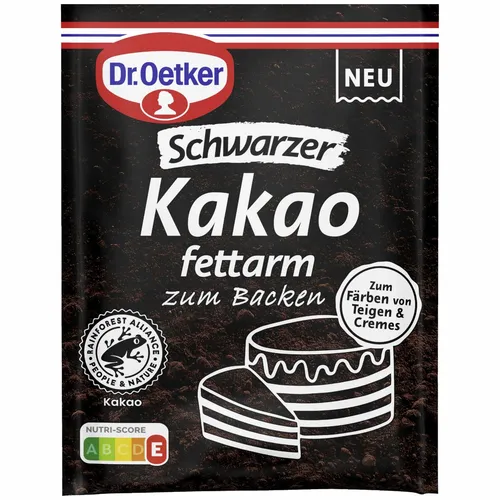 Dr Oetker Schwarzer Kakao zum Backen 30g - Backmischungen für schokoladige Köstlichkeiten, ideal zum Verfeinern von Kuchen und Desserts mit intensivem Kakaogeschmack.