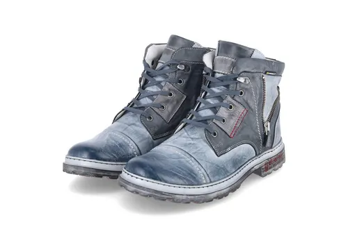 KRISBUT 6879A-4 BSF Herren Schnürstiefel aus Glattleder in Blau - Größe 41 EU - Elegante Herren Schnürstiefel aus hochwertigem Glattleder. Mit warmem Wollfutter für kältere Tage. Ideal für stilvolle Auftritte und optimalen Komfort.