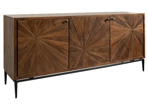 Massivmoebel24 Sideboard Mango - Elegantes Design aus massivem Holz - Sideboard aus massivem Mango, 183x46x84 cm, braun lackiert. Nachhaltig und einzigartig mit außergewöhnlichem Oberflächenrelief und harmonischen Details. Ideal für stilvolle Wohnräume.