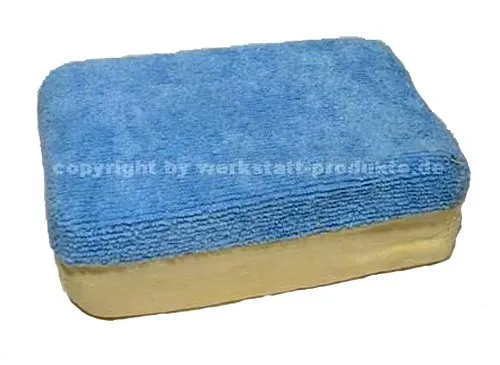 Werkstatt-Produkte Lederschwamm Duo echtes Leder und Microfaser 12x8x4cm Doppelseitig 1 stück Blau Autopflege Schwamm Schwamm