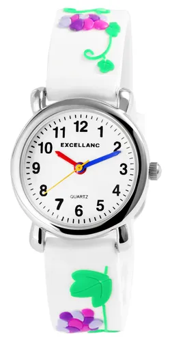 Excellanc Quarzuhr 4500042 Kinderarmbanduhr - Armbanduhren für Kinder mit hochwertigem Quarzuhrwerk, buntem Silikonarmband und floralen Mustern für hohen Tragekomfort.