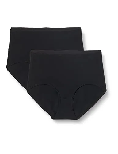 Huber Damen Unterhose Mia Maxi Slip 2er Pack, Gr. 40 (L), Schwarz (SCHWARZ 7665)