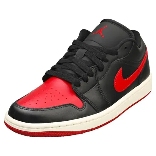Nike Air Jordan 1 Low Damen Sneaker - Black Red - 38.5 EU - Stylische Damen Sneaker mit 2.7 cm Absatzhöhe, ideal für Freizeitaktivitäten. Hochwertiges Obermaterial aus Leder & Synthetik für optimalen Tragekomfort.
