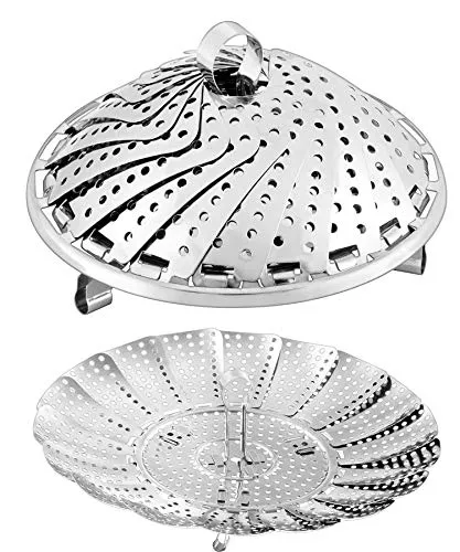 TAGYUO 2 Gemüsedampfer,Edelstahlgitter Küchenklappdampfer,Dampfkorb kann gewaschen werden,geeignet für Pfannen und verschiedene Kochvorgänge