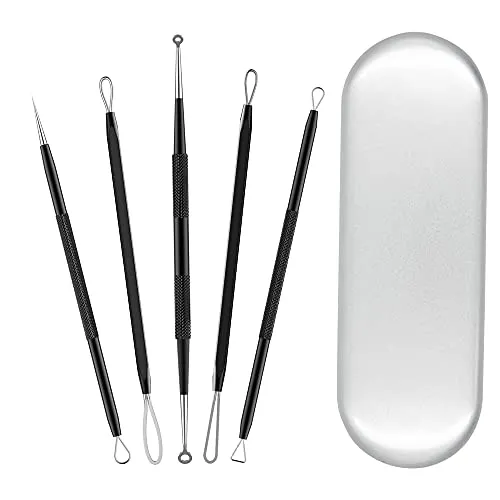 MMOBIEL 5 in 1 Mitesserentferner Pickel Popper Tool Kit für Hautpflegewerkzeuge Komedonen-Extraktor Tool Kit