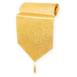 Haus und Deko Tischdecke Tischläufer Damast Ornamente klassisch Tischdecke (1-tlg) gelb 160 cm x 33 cm