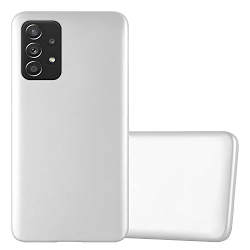 Cadorabo Hülle kompatibel mit Samsung Galaxy A52 (4G 5G) A52s Schutzhülle TPU Silikon Case Metallic Design Slim Kratzfest Weiche Gummi mit Rundumschutz Case Hülle für Galaxy A52 (4G 5G) A52s in Silber