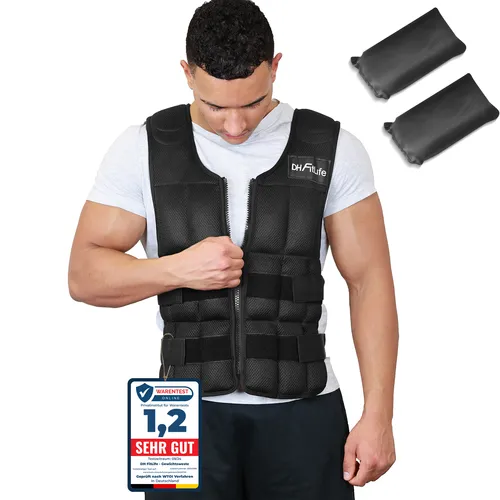 DH FitLife Verstellbare Gewichtsweste 10/20/30KG für Krafttraining - Vielseitige Gewichtsweste für effektives Kraft- und Ausdauertraining. Verstellbar für optimalen Tragekomfort, ideal für Damen und Herren. Perfekt für das Training von Oberkörper, Rücken und Schultern.