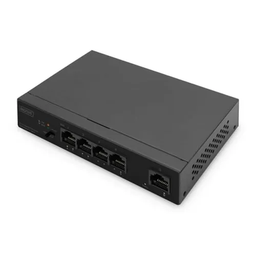 4+1 Port Ethernet Unmanaged PoE Switch - Netzwerk-Switch, unmanaged mit 4 PoE-Ports für einfache Stromversorgung und Datenübertragung, ideal für Überwachungskameras und Access Points.