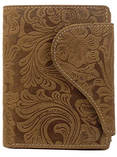 Harrys-Collection Damen Damenbörse mit Floral Muster in 3 Farben, Größen:Einheitsgröße, Farben:Cognac