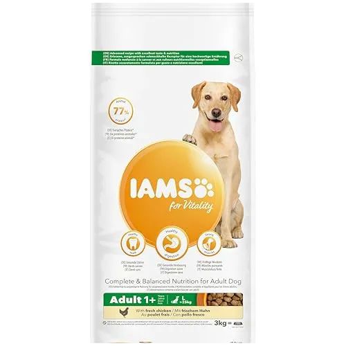IAMS Hundefutter trocken mit Huhn - Trockenfutter für Erwachsene Hunde ab 1 Jahr, geeignet für große Hunde, 3 kg