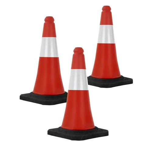 ECD Germany Warndreieck Verkehrsleitkegel 3-tlg. - 51cm PVC Pylone mit Reflektorstreifen - Warndreiecke: Robuste Verkehrskegel aus PVC mit festem Standfuß und reflektierenden Streifen für optimale Sichtbarkeit bei Tag und Nacht. Ideal für Baustellen, Parkplätze und Sporttraining.