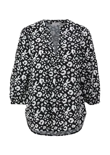 s.Oliver Bluse mit 3/4-Ärmeln - Bluse für Damen im Loose Fit, ohne Verschluss, aus weicher, hochwertiger Webware mit allover Muster und raffiniertem Tunikaausschnitt.